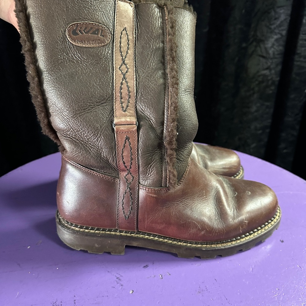 Dival women’s brown fuzzy boot size 44 - made in Italy